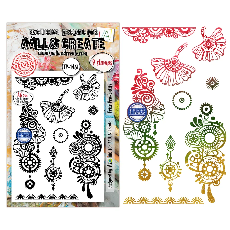 AALL & Create TP-1461 Frise Pendentifs stempelsett A6 bord