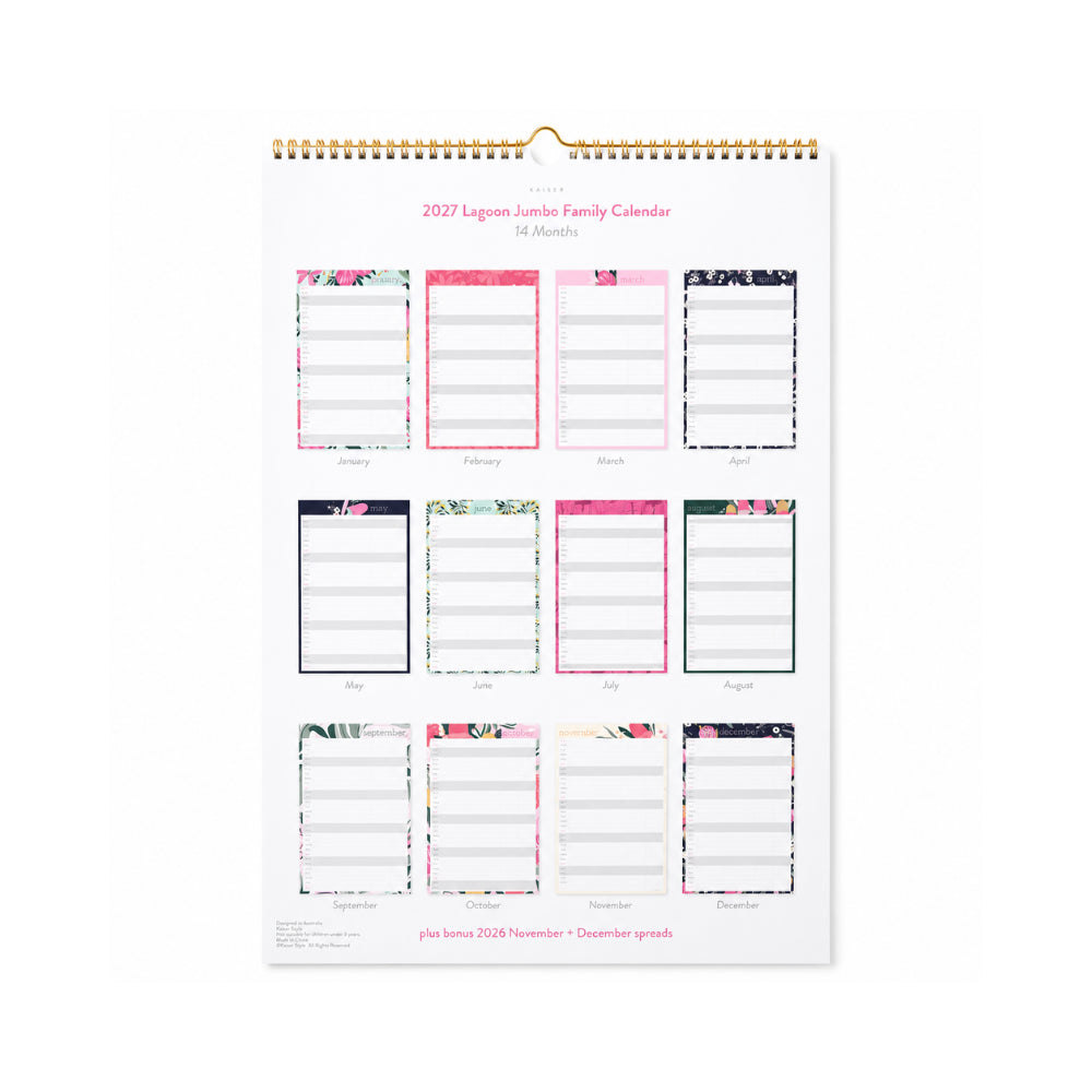 KaiserCraft 2027 Jumbo veggkalender lagoon A2