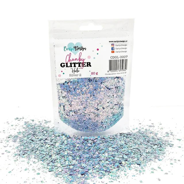 CarlijnDesign Chunky CDGL-0007 glittermix 20g holo sølv