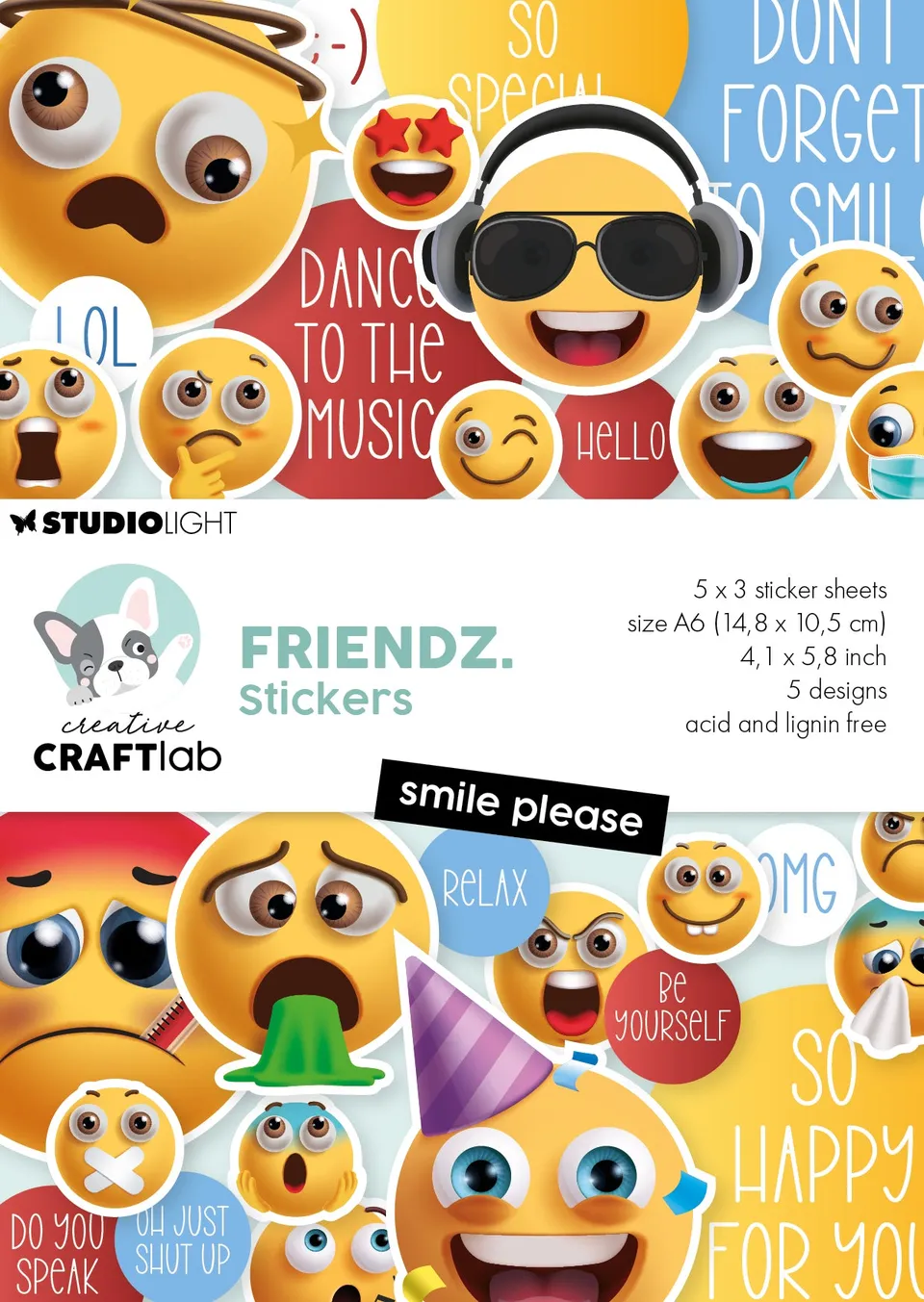 Studio Light Friendz Smile please klistremerker 15 ark