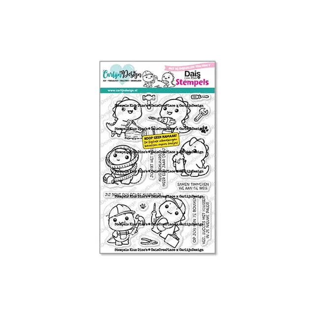 CarlijnDesign Klus Dino's CDST-0177 stempelsett A6 herrekort