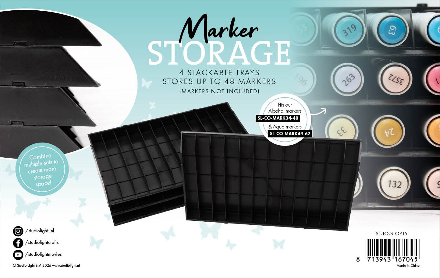 Studio Light Essentials oppbevaringsbrett 4 stk til 48 tusjer
