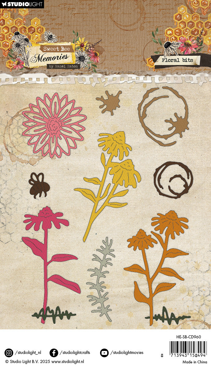 Hazel Eaton Sweet Bee Memories Floral Bits dies blomst