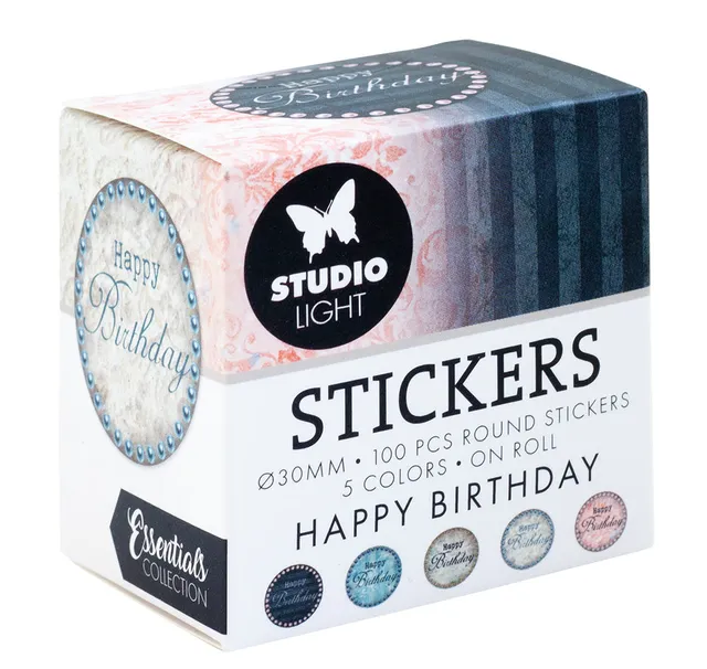 Studio Light Essentials klistremerker Happy Birthday bursdag