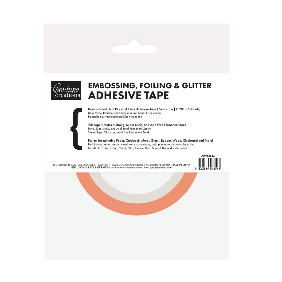 Couture Creations limtape Embossing Foil Glitter 7mm x 5m dobbeltsidig