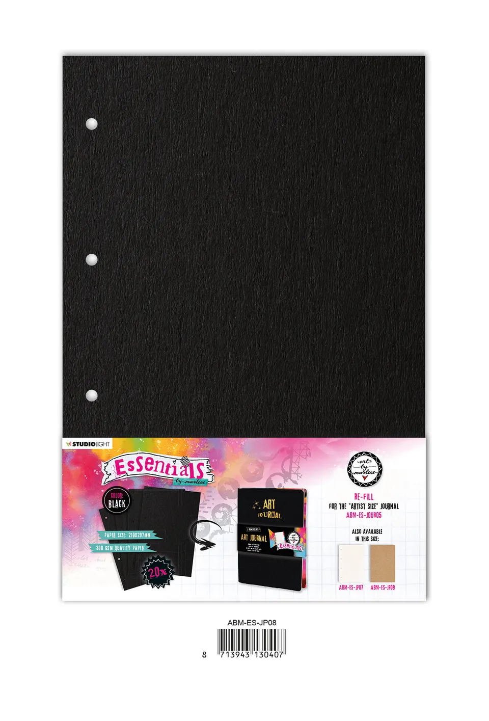 Art by Marlene Essentials journalsider svart 20 ark A4