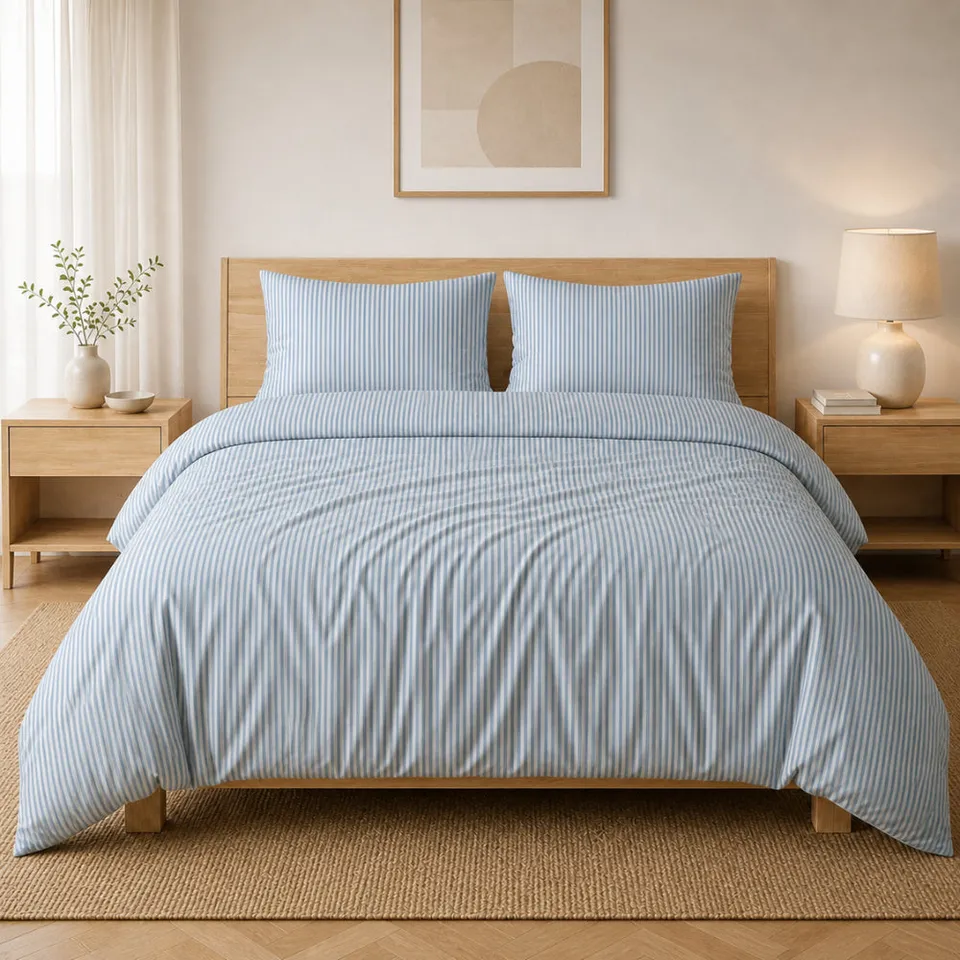 Evergreen Stripe dynetrekks sett quilt king queen