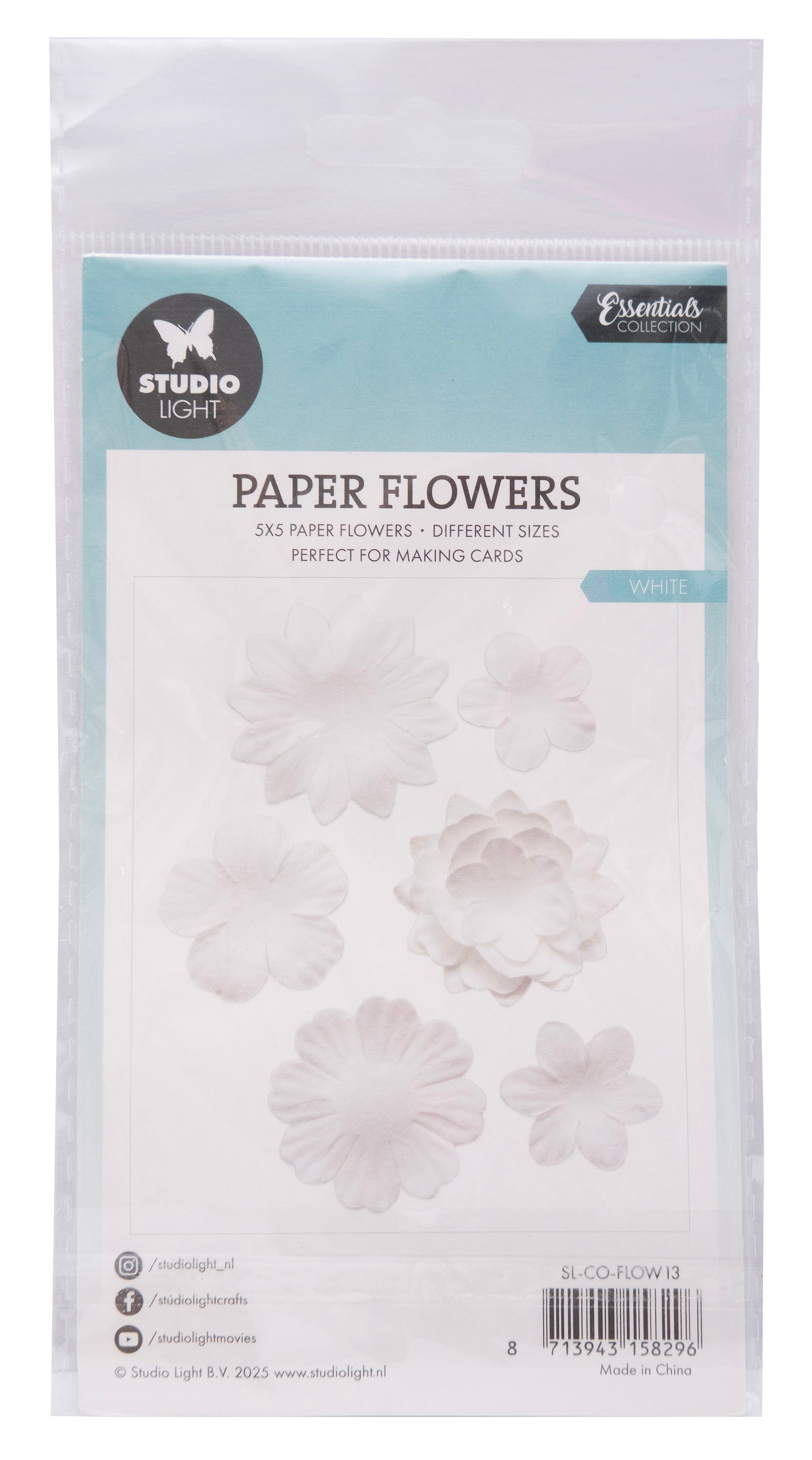 Studio Light Essentials Paper Flowers 25 stk hvit