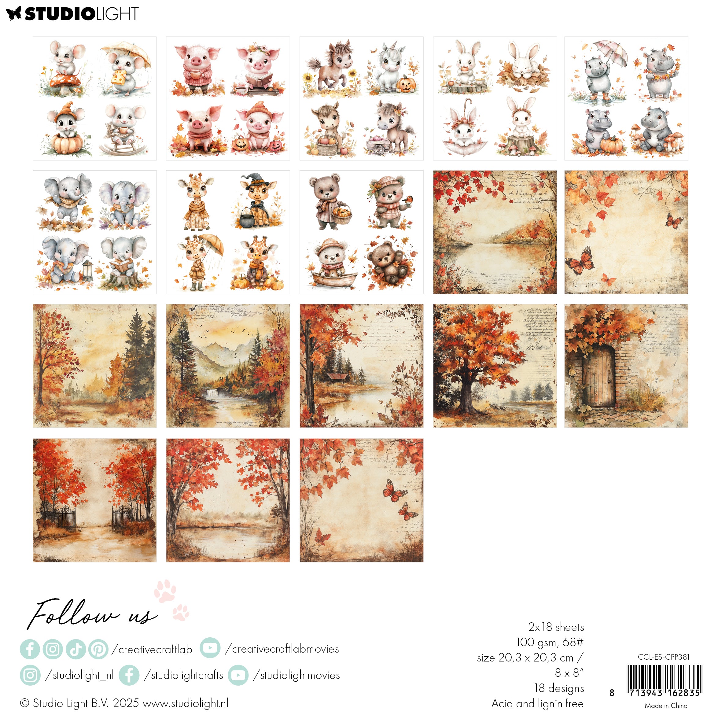 Studio Light Creative Craftlab Fall in love papirblokk 36 ark høst