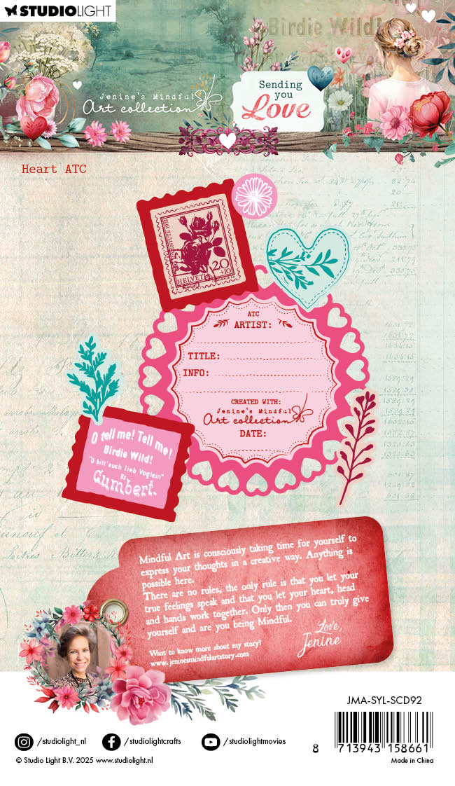 Jenine’s Mindful Art Sending You Love Heart ATC stempel diesett