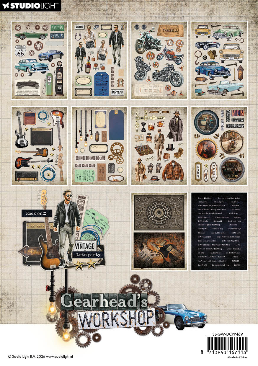 Studio Light Gearhead's Workshop die-cut blokk 20 ark