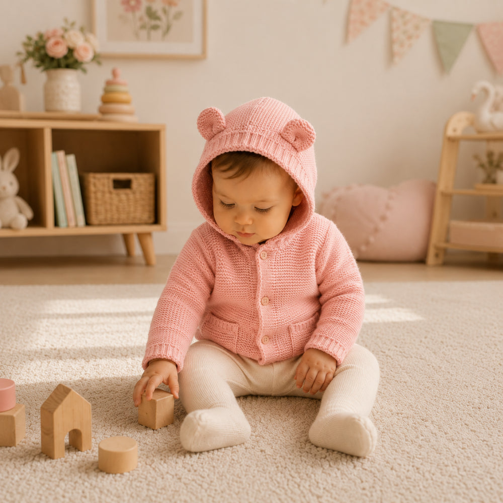 KaiserCraft Story Time strikkejakke baby rose bomull