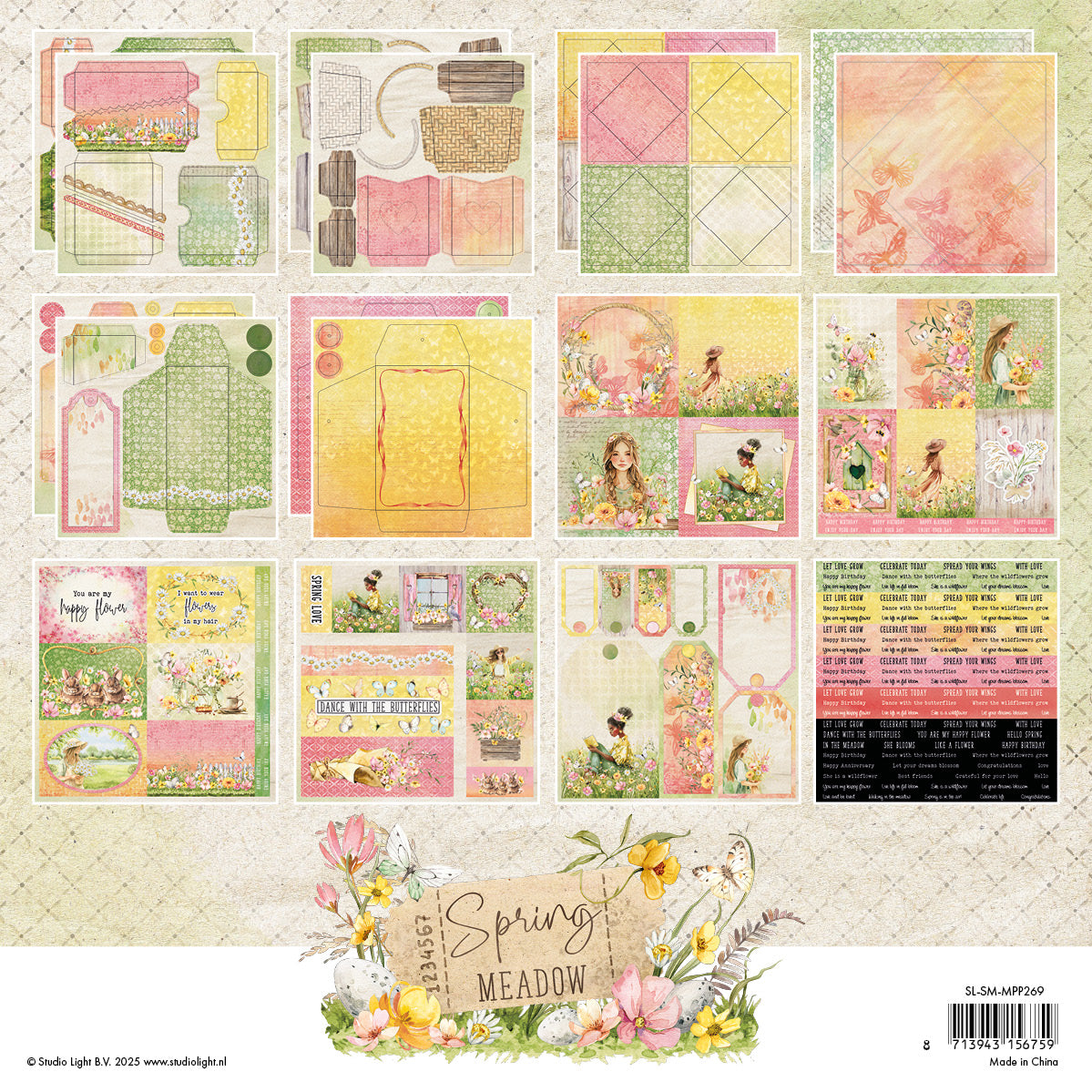 Studio Light Spring Meadow papirblokk kort og konvolutter