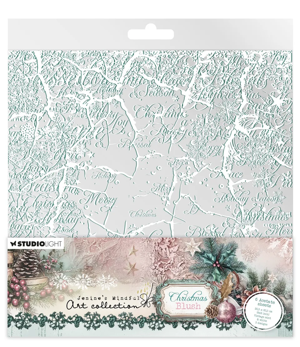 Jenine Mindful Art acetate 6 ark hvit vintage mint