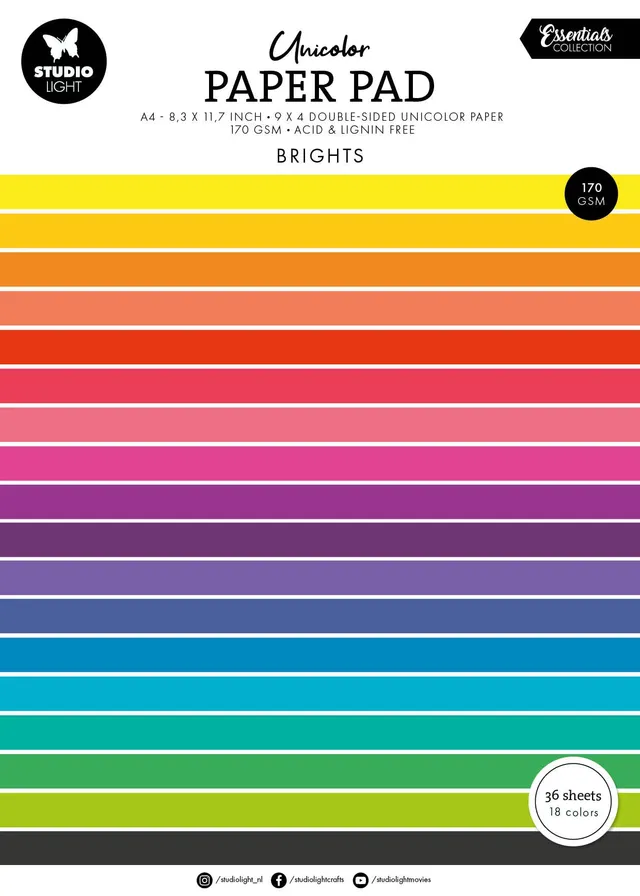 Studio Light Essentials Unicolor Brights papirblokk A4