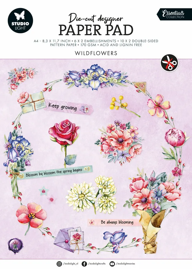 Studio Light Essentials Wildflowers die-cut paper pad
