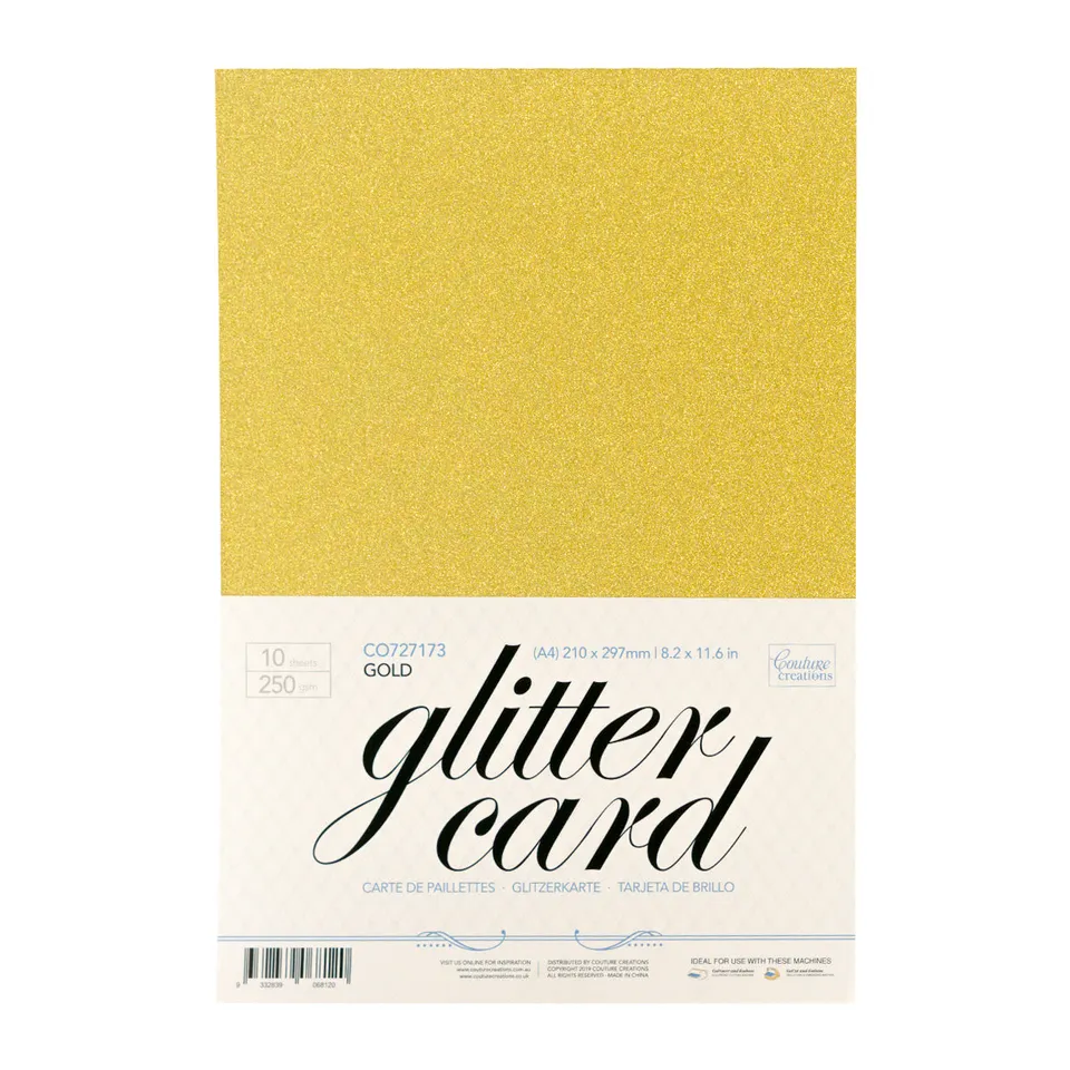 Couture Creations A4 Glitter Card glitterkartong 10 ark gull 250gsm