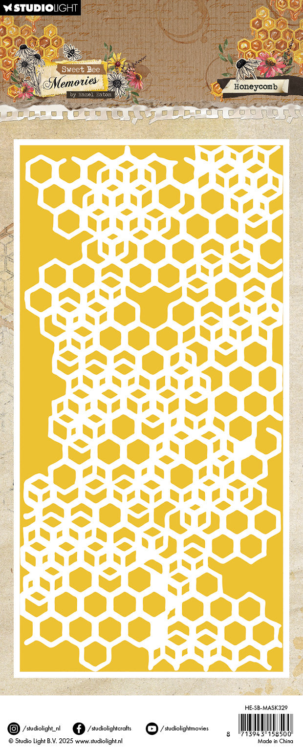 Hazel Eaton Sweet Bee Memories Honeycomb sjablong 105x210 mm