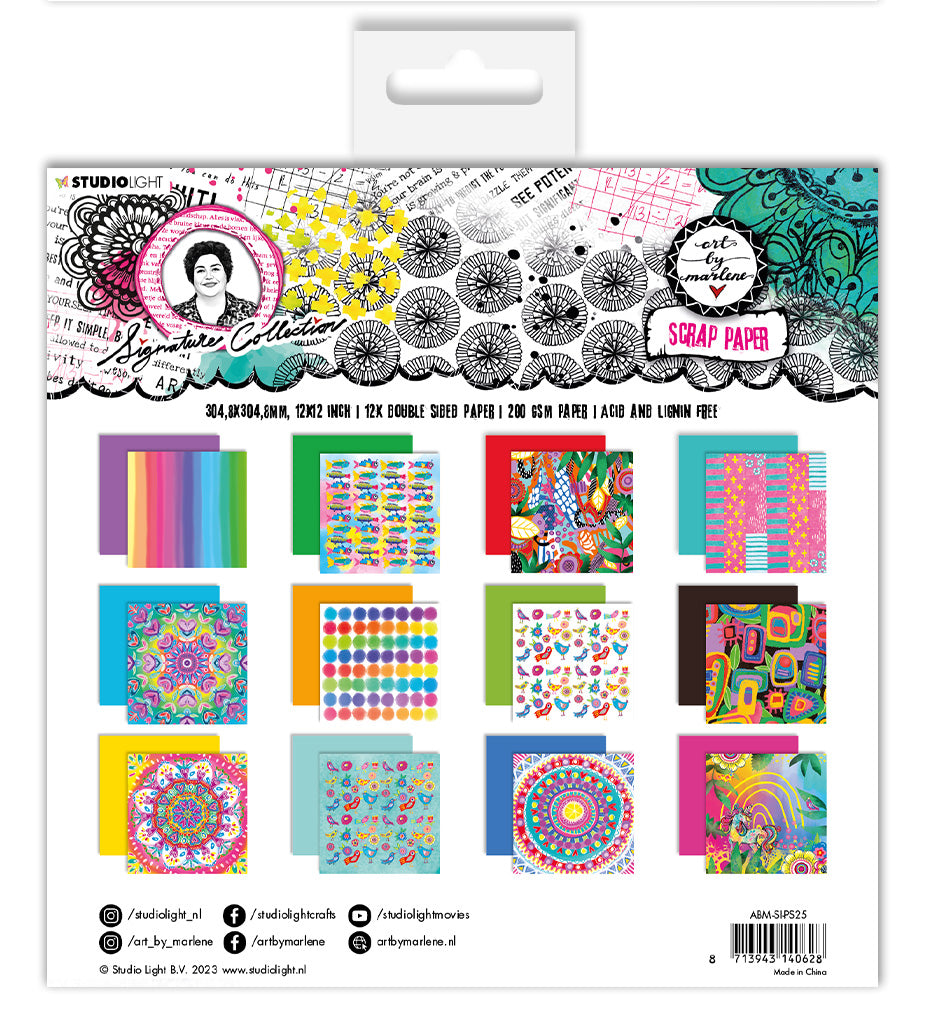 Art by Marlene Signature Scrap Paper papirsett 12 ark