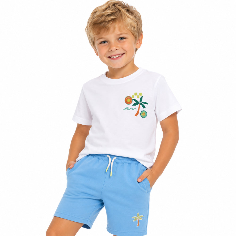 KaiserCraft Good Vibes Boys fleeceshorts Blue Palm