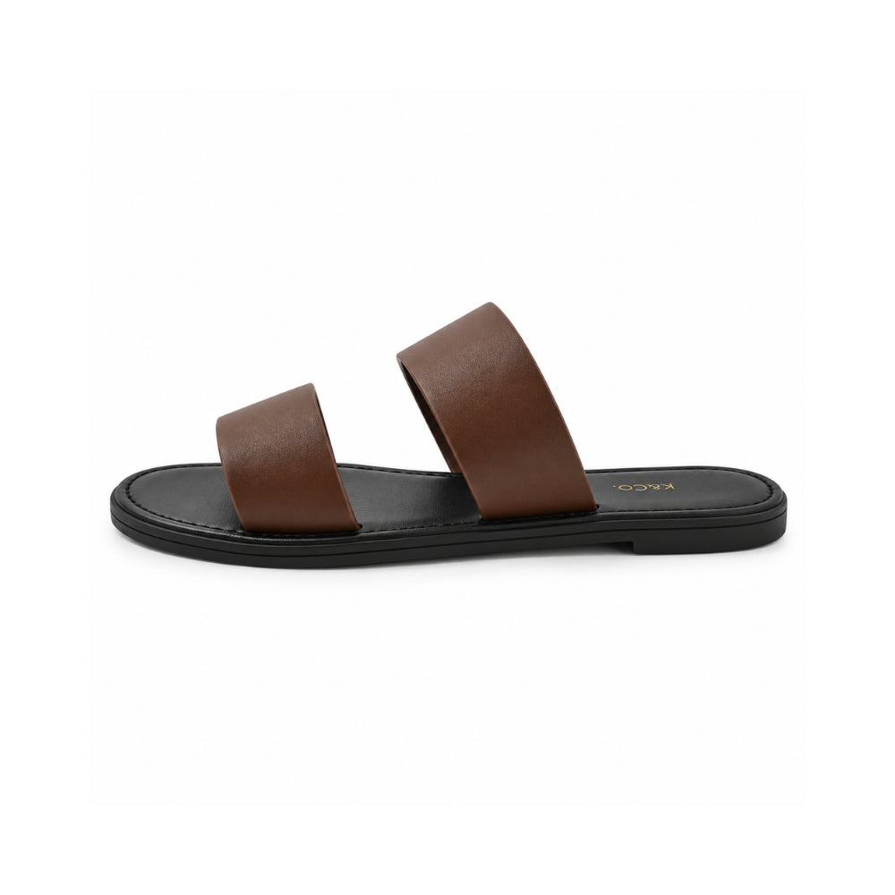 KaiserCraft Sun and Sea Leather Strap Slides sandaler sjokolade lær
