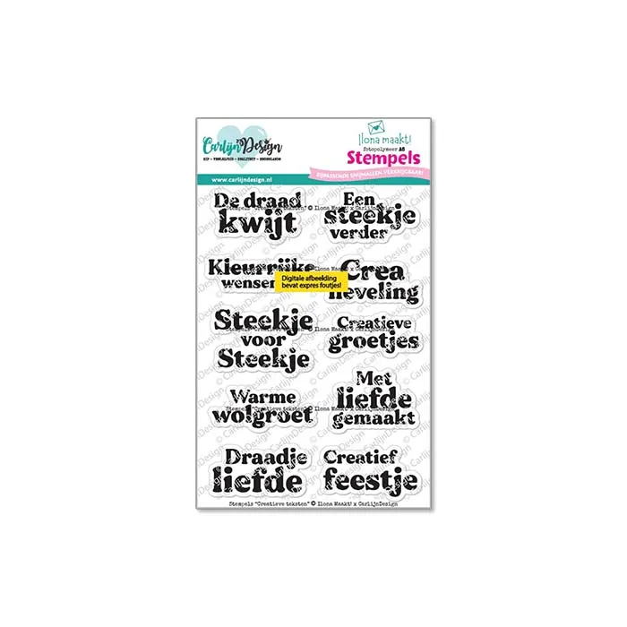 CarlijnDesign CDST-0167 Creatieve teksten stempelsett A6 morsomme tekster