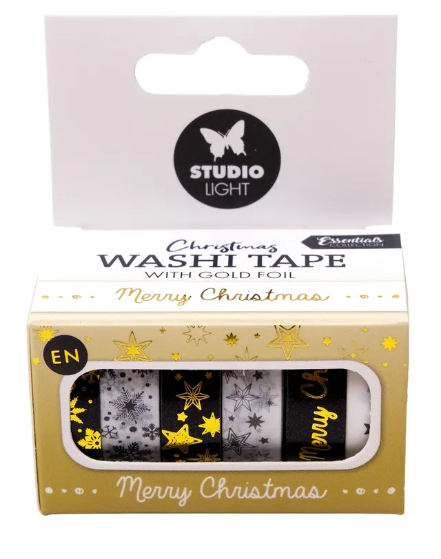 Studio Light Essentials washiteip svart-hvit mønster