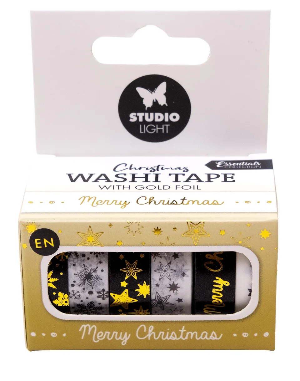 Studio Light Essentials washiteip svart-hvit mønster