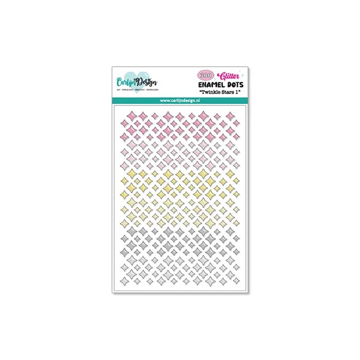 CarlijnDesign Twinkle Stars 1 CDED-0015 enamel dots glitter 6 farger