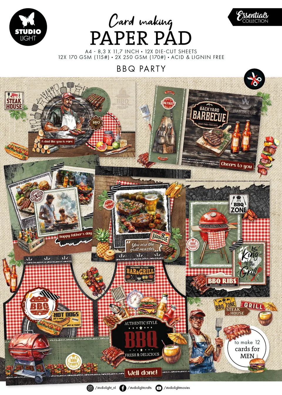 Studio Light Essentials BBQ Party papirblokk 14 ark grillfest
