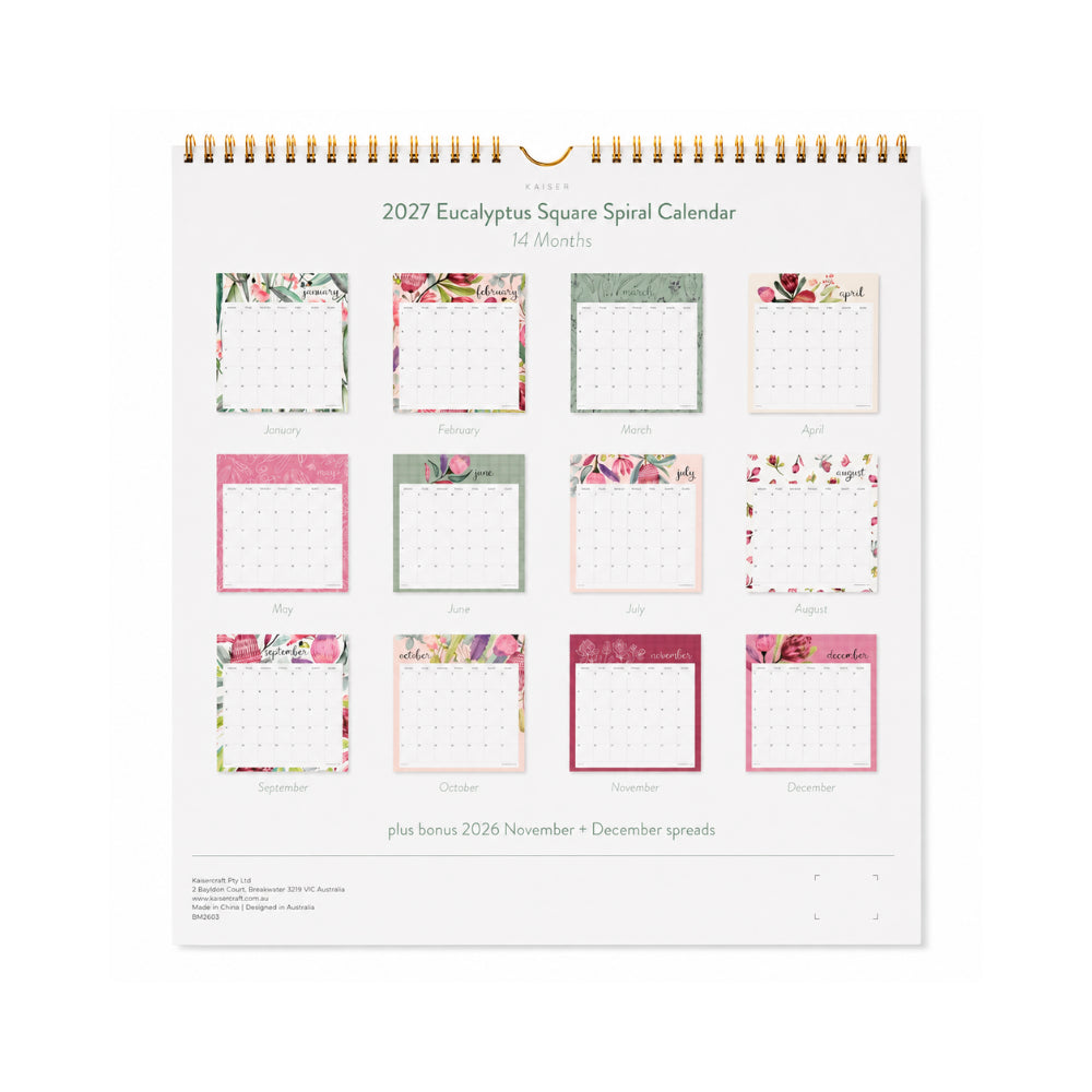 KaiserCraft 2027 Lagoon spiral kalender 14 mnd