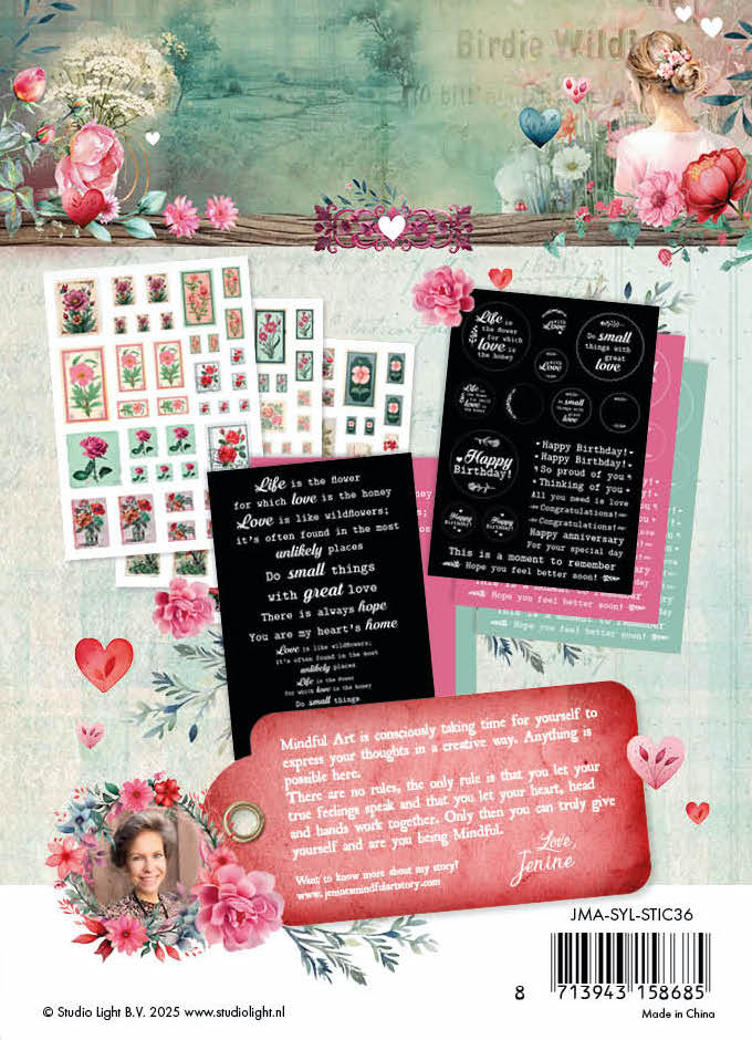 Studio Light Jenine’s Mindful Art Sending You Love klistreark frimerker