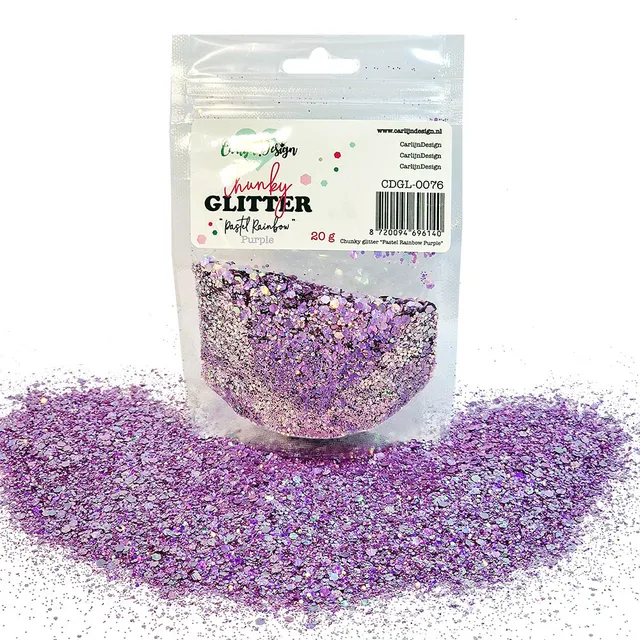 CarlijnDesign Pastel Rainbow CDGL-0076 chunky glitter lilla 20g