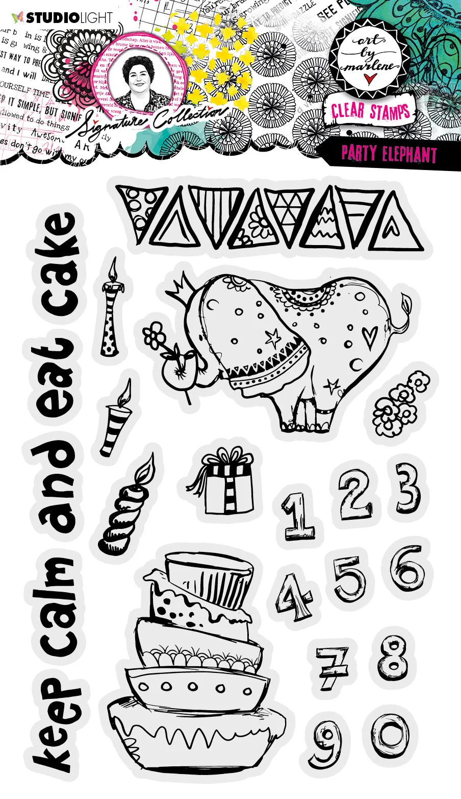 Studio Light Art by Marlene Party Elephant stempel A5