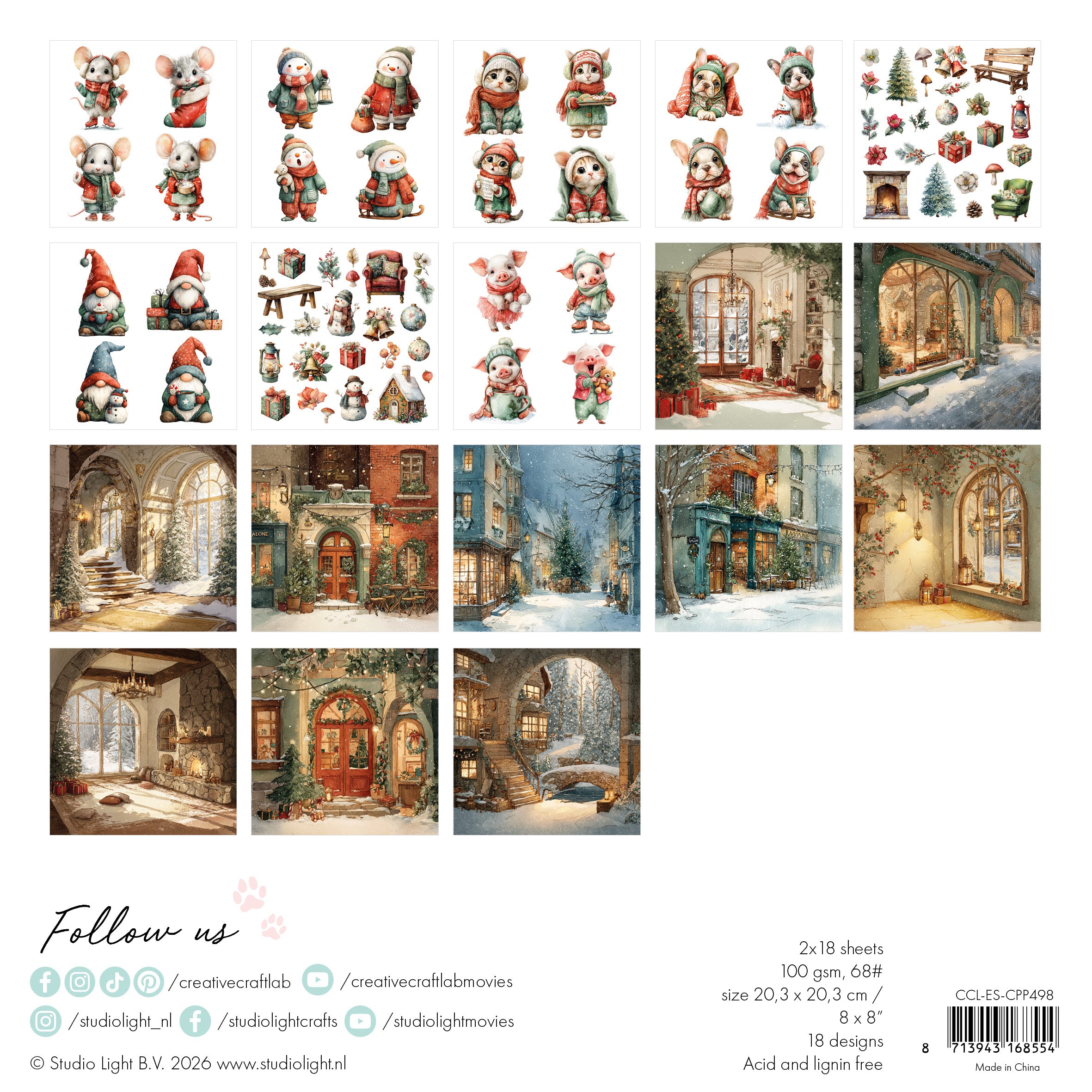 Studio Light Creative Craftlab Classic Christmas collageblokk 36 ark