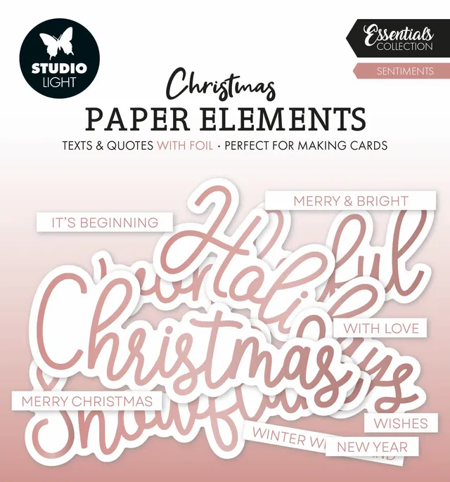 Studio Light Essentials Paper Elements rosegull papirtekster