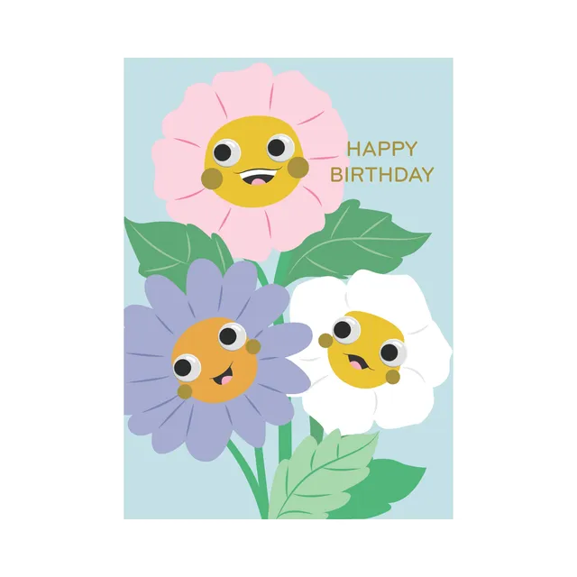 KaiserCraft Googly Friends gratulasjonskort Flowers 5x7"