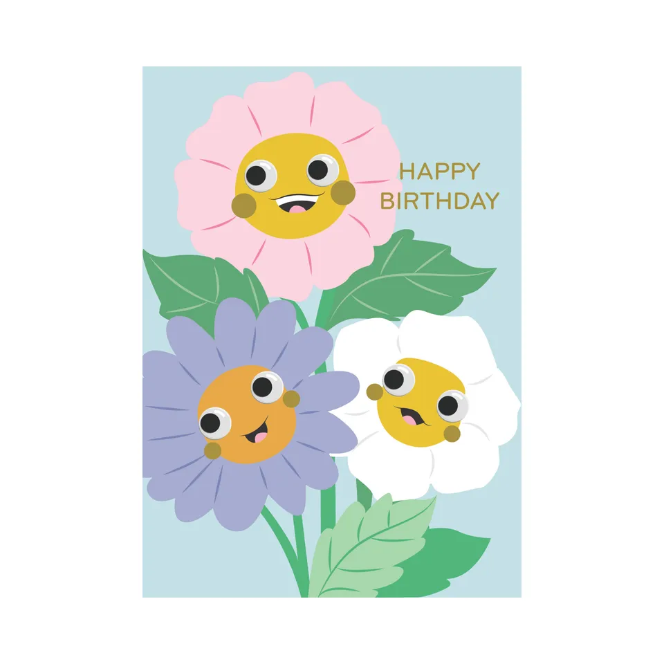 KaiserCraft Googly Friends gratulasjonskort Flowers 5x7"