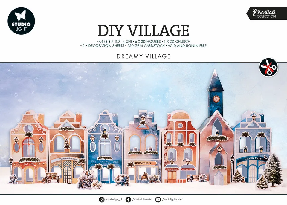 Studio Light Essentials Dreamy Village die-cut papirblokk