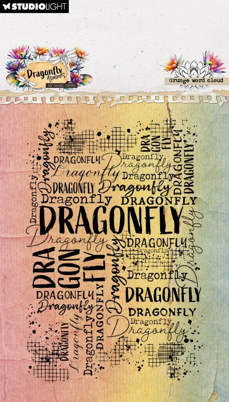 Studio Light Dragonfly Dreams Grunge word cloud clearstamp engelsk