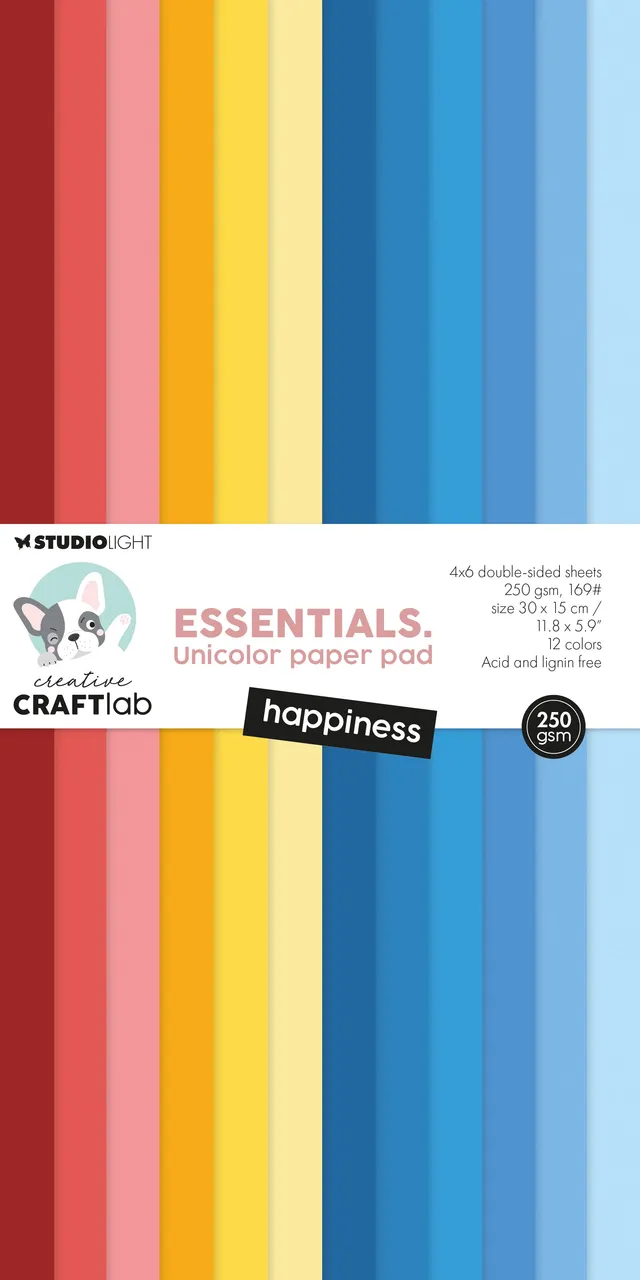 Creative Craftlab Essentials Happiness papirblokk 15x30cm 24 ark