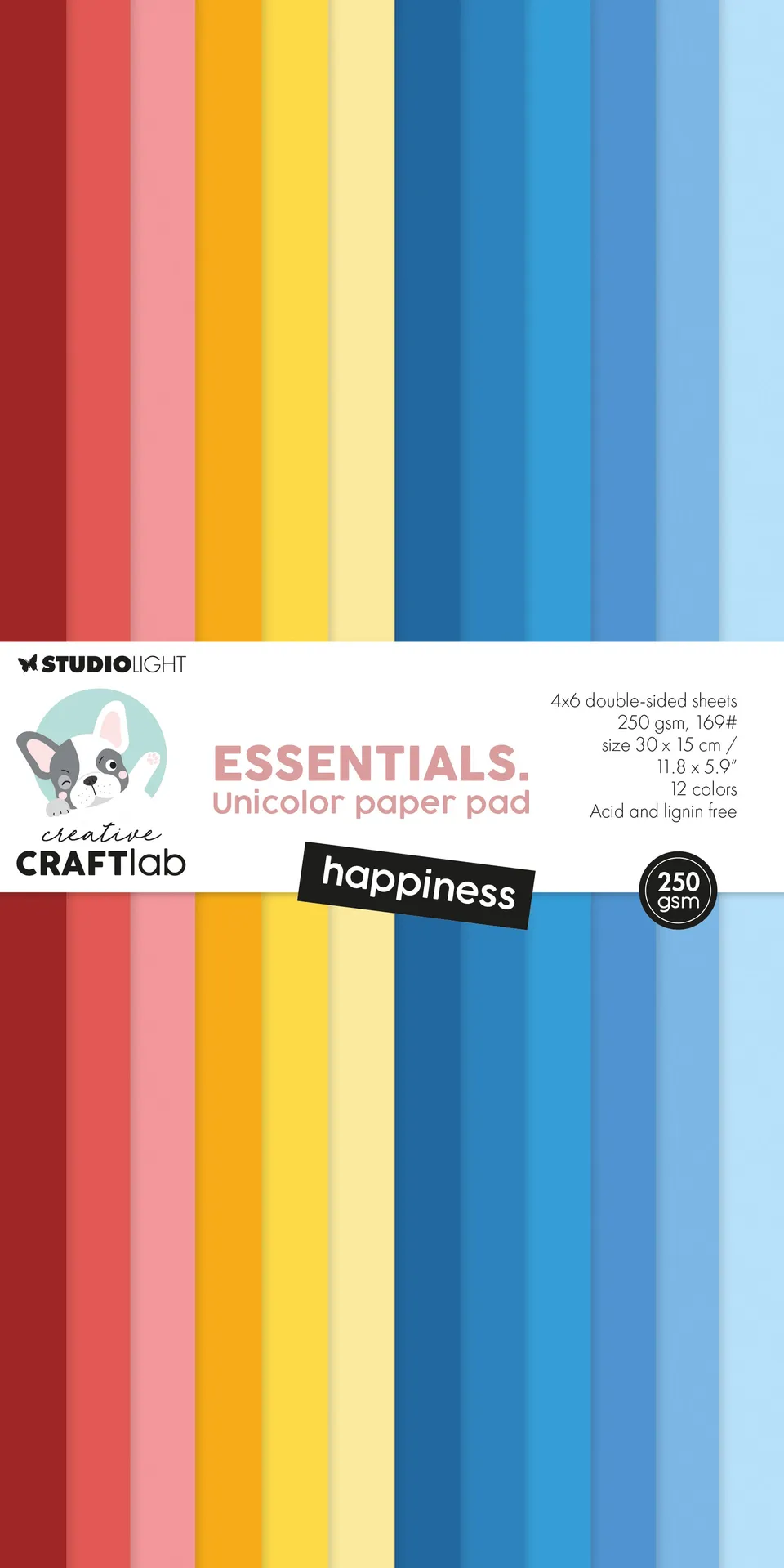 Creative Craftlab Essentials Happiness papirblokk 15x30cm 24 ark