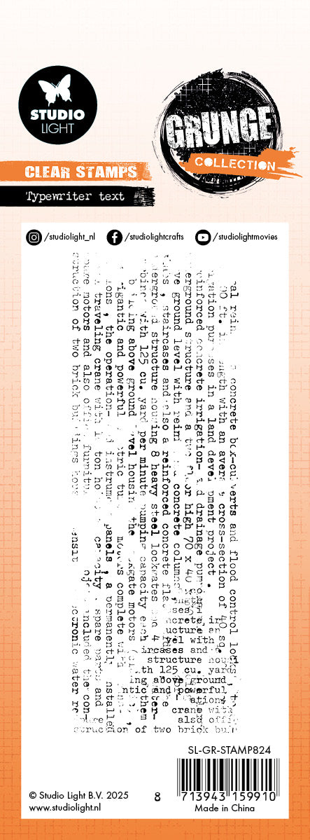 Studio Light Grunge Typewriter Tekst clearstamp 51x146 mm tekst