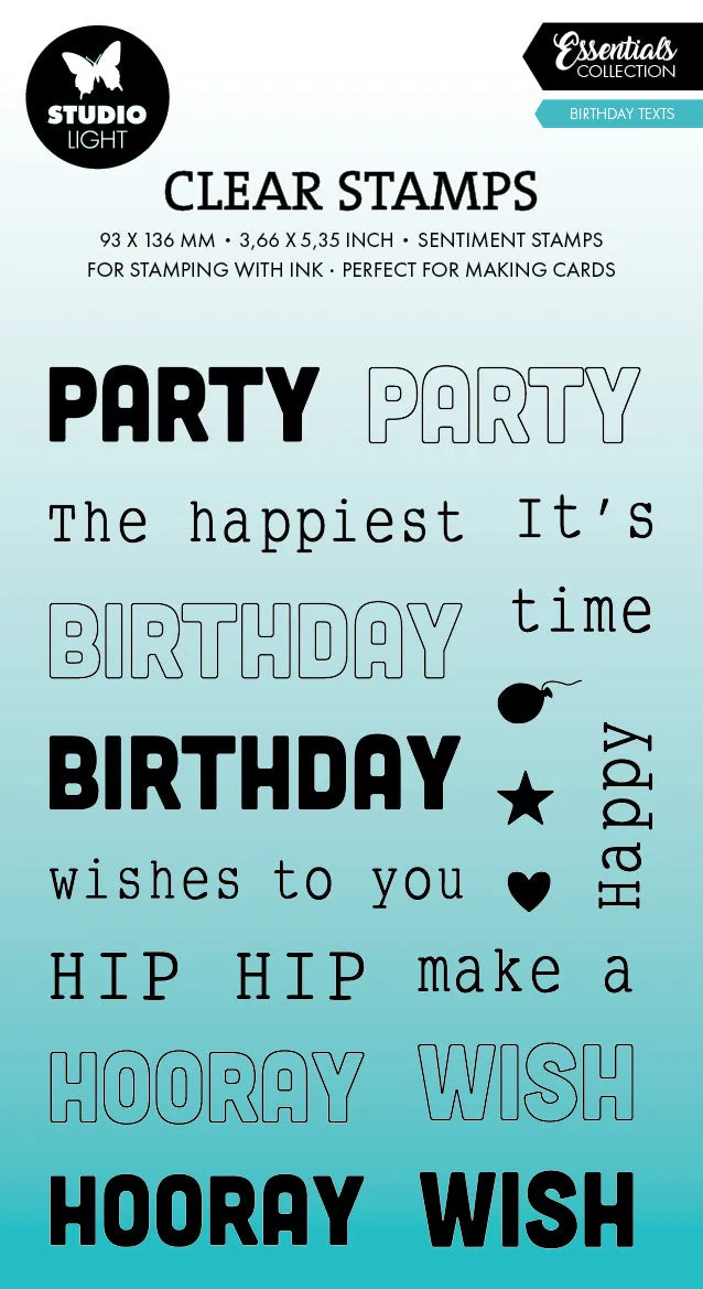 Studio Light Essentials stempel Birthday texts bursdag