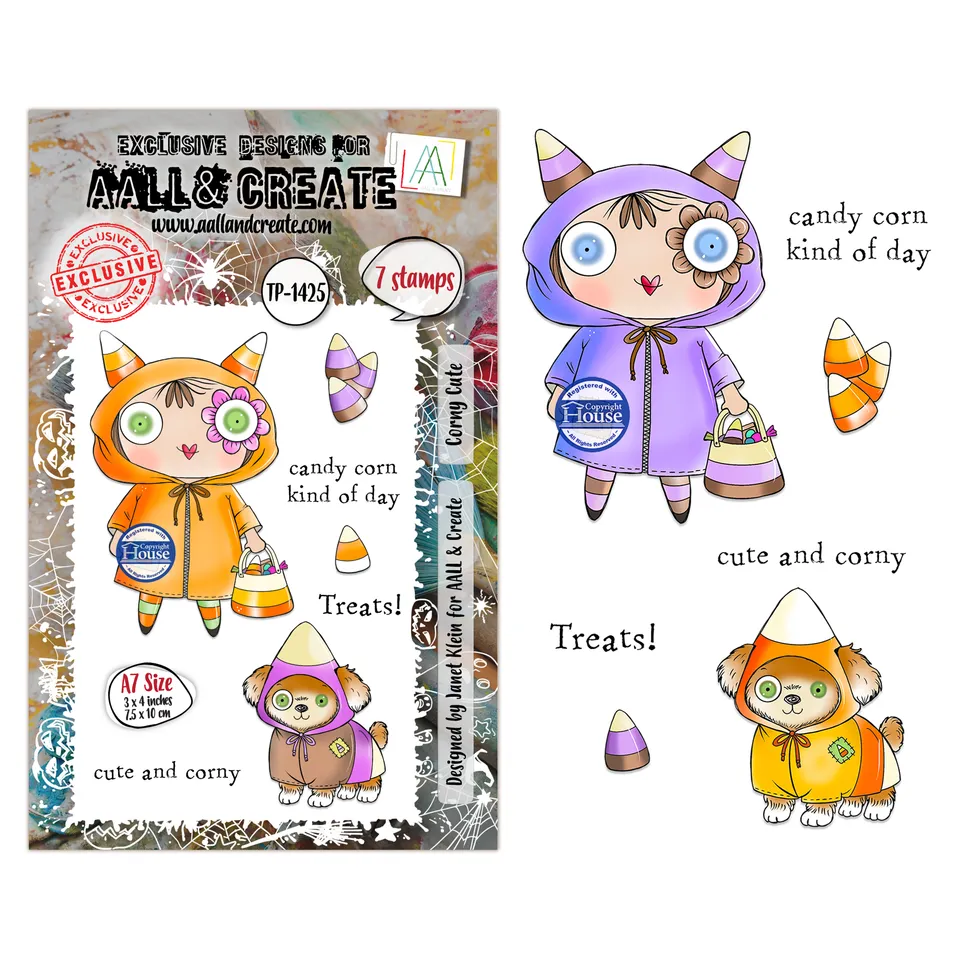 AALL & Create TP-1425 Corny Cute stempelsett A7 – 7 motiv