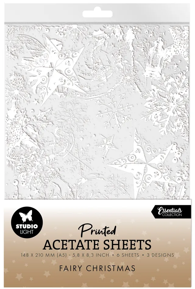 Studio Light Essentials Acetate Snow feer stjerner acetatark 6 ark