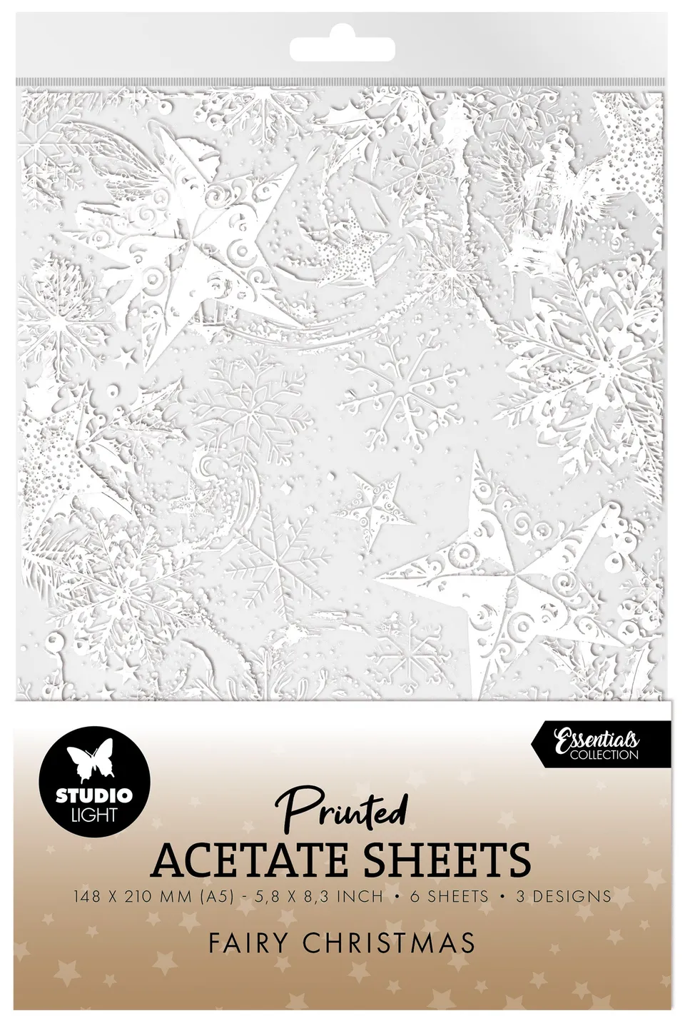 Studio Light Essentials Acetate Snow feer stjerner acetatark 6 ark
