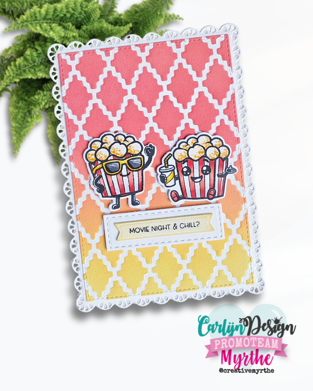 CarlijnDesign Popcorn Party CDST-0181 stempelsett A6 bursdag