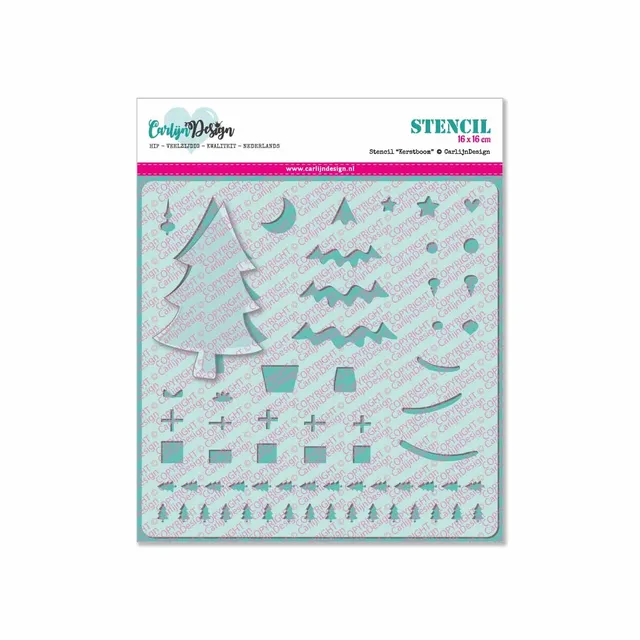 CarlijnDesign CDSC-0006 sjablong juletre 16x16 cm