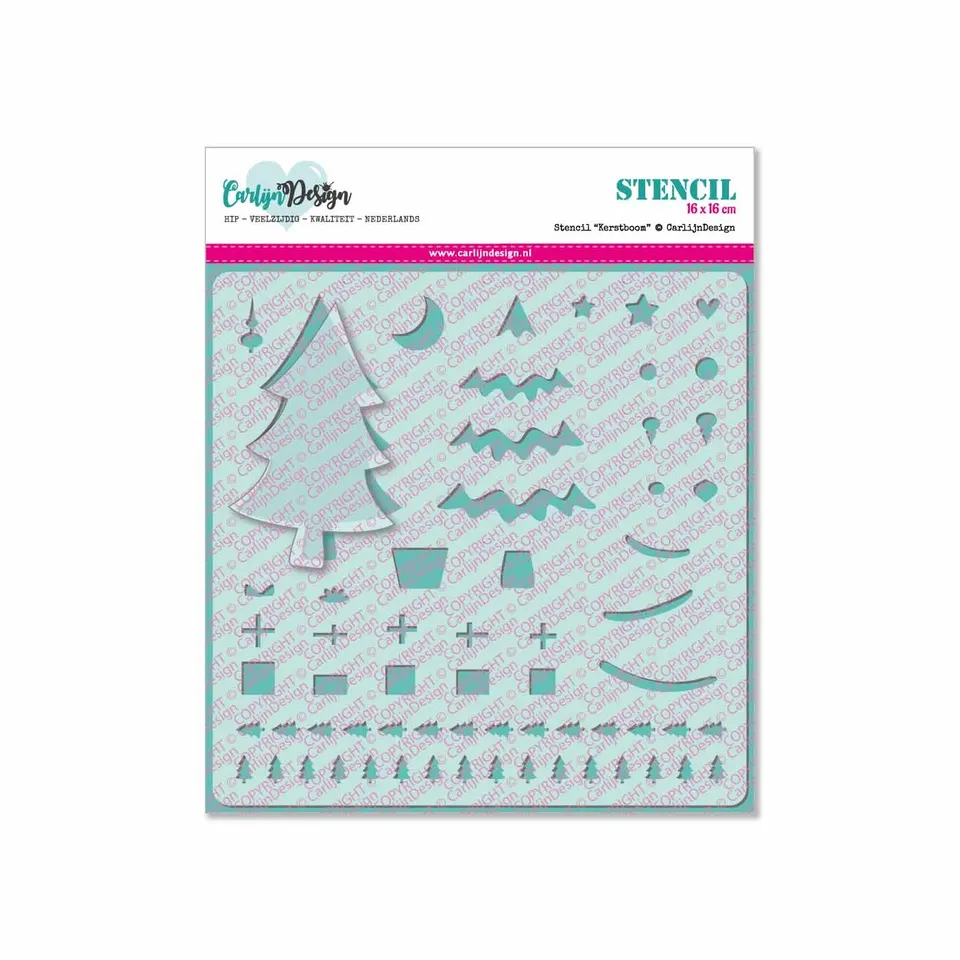 CarlijnDesign CDSC-0006 sjablong juletre 16x16 cm